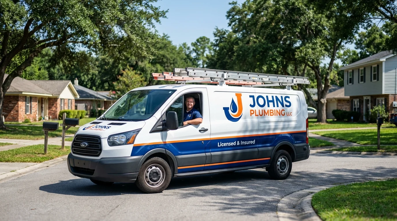 Johns Plumbing LLC service van in Youngsville, NC