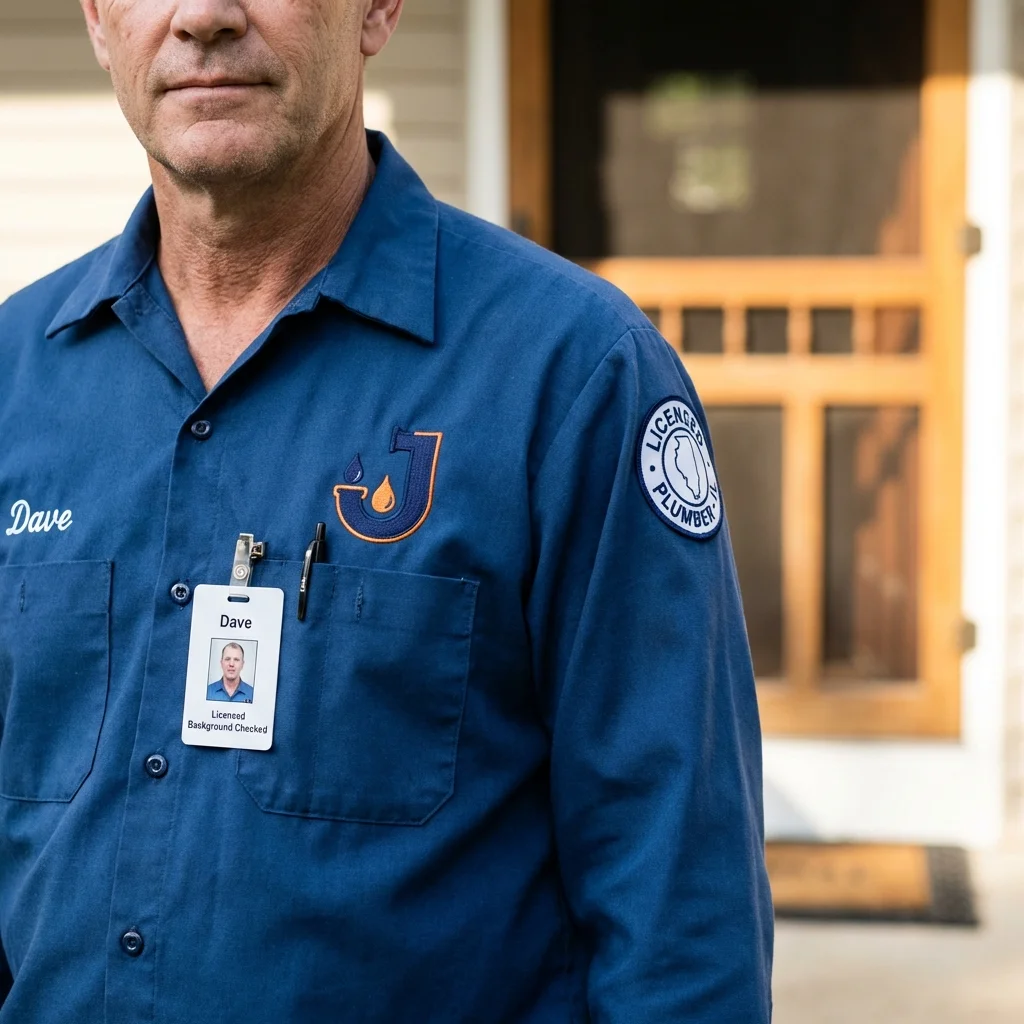 Licensed plumber showing ID badge in Youngsville, NC