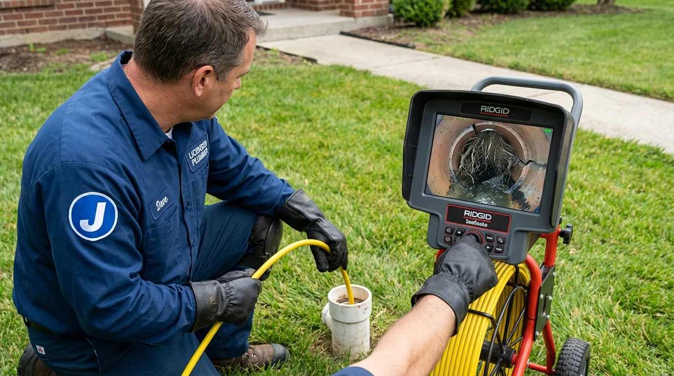 Sewer camera inspection being performed by Johns Plumbing LLC in Youngsville
